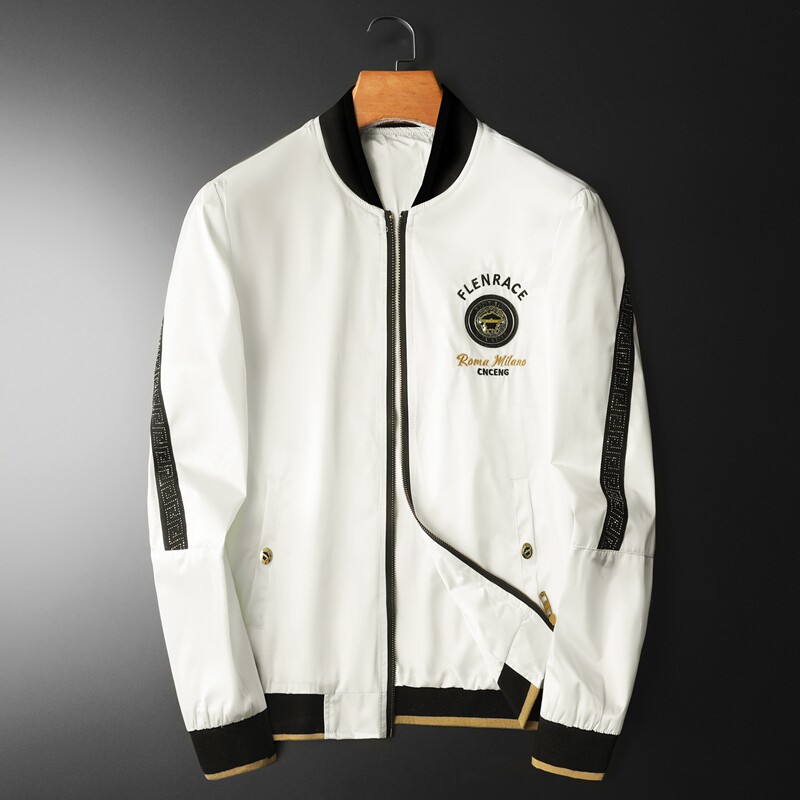 2026年新款印花立领休闲夹克钱塘3019-JK9028P175平铺白色，男装夹克，钱塘6016-1(原3019)