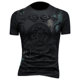 2025年新款短袖T恤钱塘3019TX3053P68镂空黑色，男装T恤，钱塘6016-1(原3019)