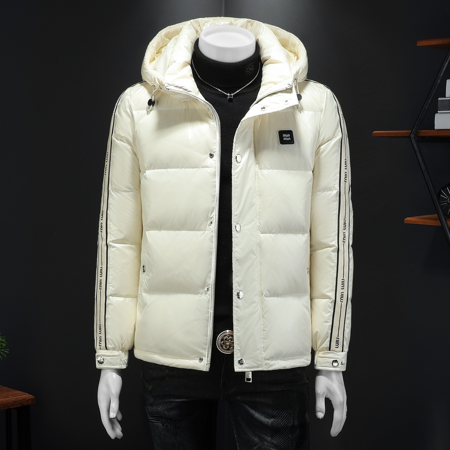 Y9860P3502025高端冬季90%白鸭绒亮面连帽羽绒服假模385，男装羽绒服，钱塘6016-1(原3019)