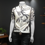 2025年新款微阔短袖衬衫青春大码修身衬衣钱塘30192471P85假，男装T恤，钱塘6016-1(原3019)