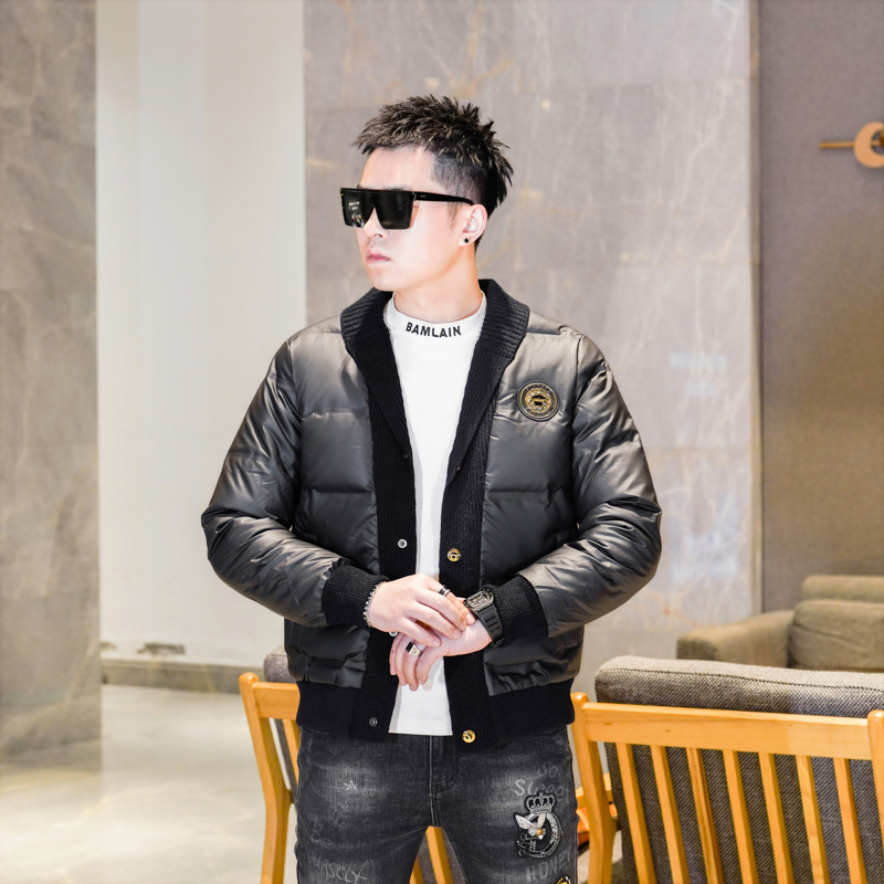 Y8862P2652023高端冬季90%白鸭绒亮面翻领羽绒服真模黑色，男装羽绒服，钱塘6016-1(原3019)