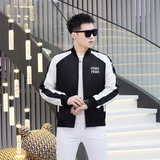 商标已注册2026年新款丝光棉立领撞色夹克JK9210P155真模黑色，男装夹克，钱塘6016-1(原3019)