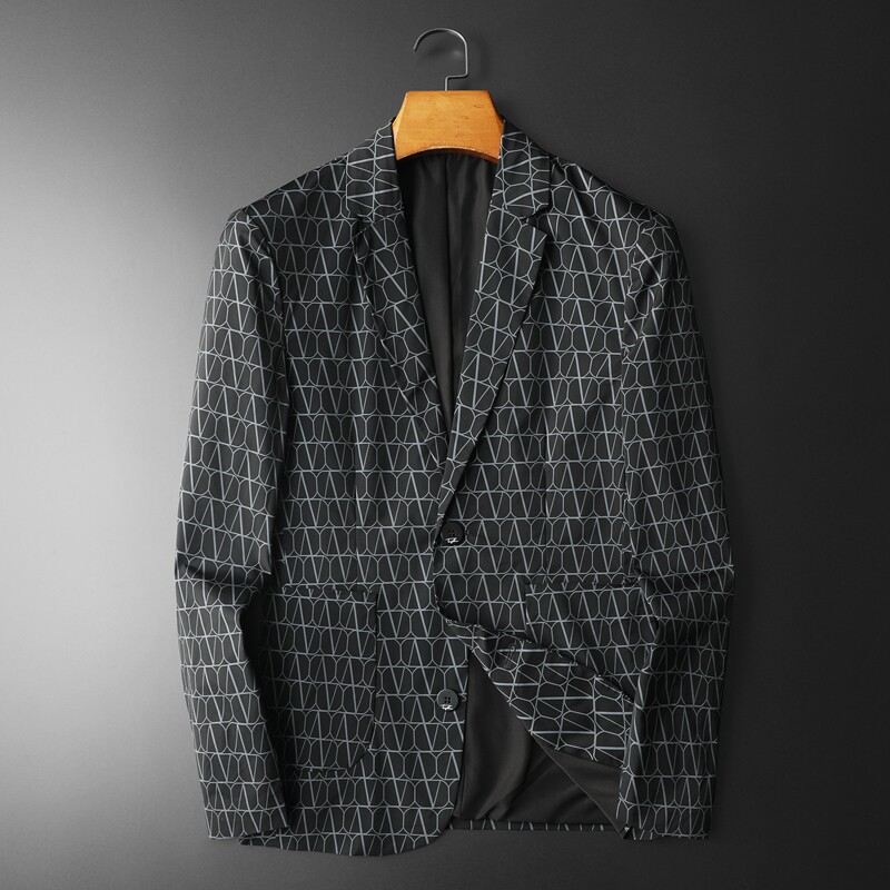 2026年新款高端休闲小西装钱塘3019X6696P160平铺黑，男装西服套装，钱塘6016-1(原3019)