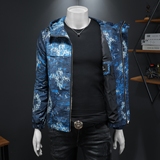 2026年新款连帽休闲夹克钱塘3019-JK9303P140假模商标已注册，男装夹克，钱塘6016-1(原3019)