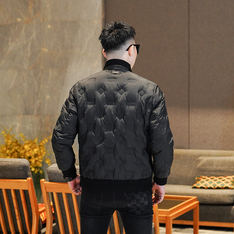 Y9866P3352025高端冬季90%白鸭绒暗花翻领羽绒服真模黑色,男装羽绒服,钱塘6016-1(原3019)