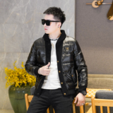 Y9879P2852025高端冬季90%白鸭绒亮面翻领羽绒服真模黑色，男装羽绒服，钱塘6016-1(原3019)