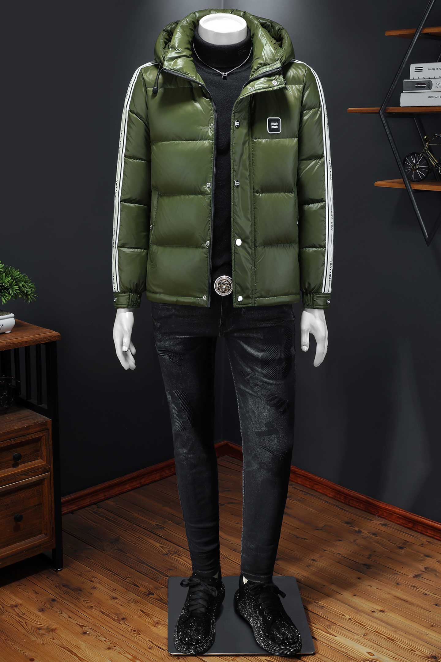 Y9861P3502025高端冬季90%白鸭绒亮面连帽羽绒服镂空385,男装羽绒服,钱塘6016-1(原3019)