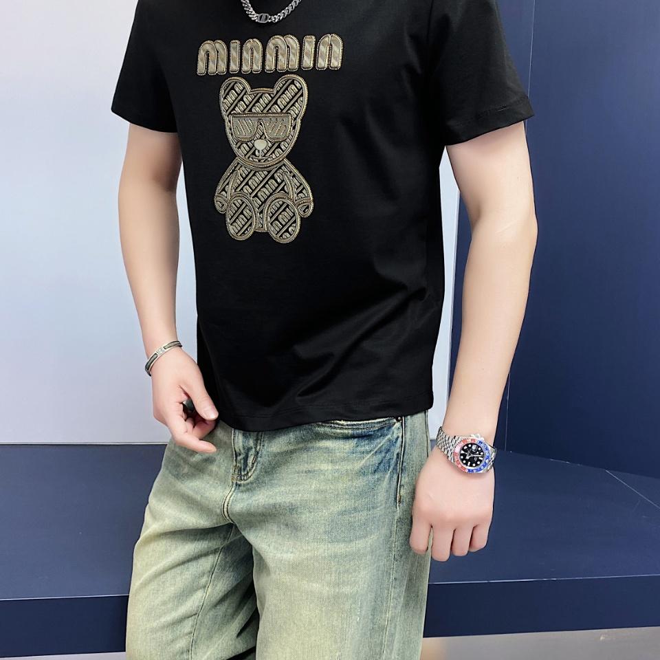 商标已注册2025年新款短袖T恤3019TX3001P75真模黑色,男装T恤,钱塘6016-1(原3019)