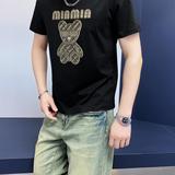 商标已注册2025年新款短袖T恤3019TX3001P75真模黑色，男装T恤，钱塘6016-1(原3019)