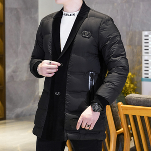 Y9583 P360 2026冬季90%白鸭绒暗纹针织领中长款羽绒服真模 控405图片