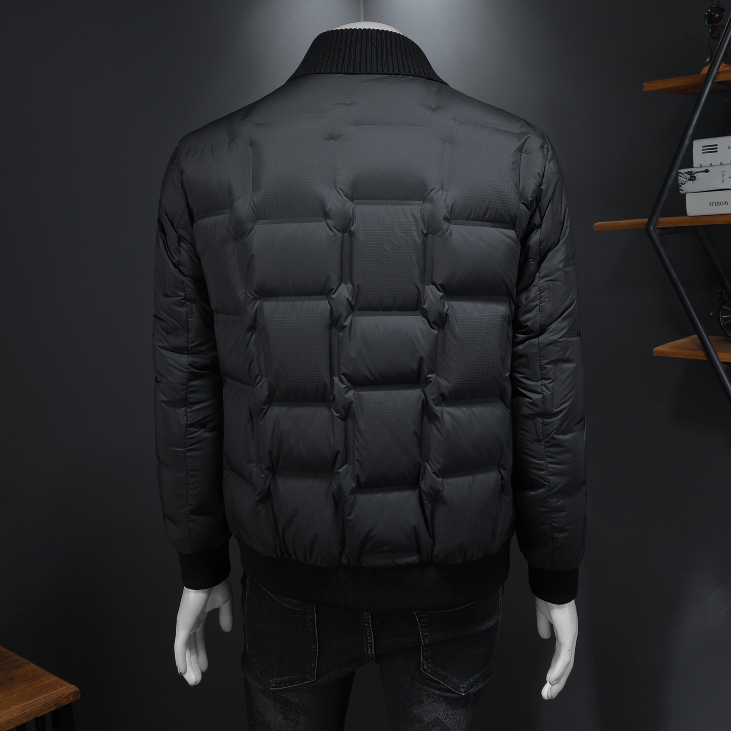 Y6801P3452025高端冬季90%白鸭绒针织领提花羽绒服假模395,男装羽绒服,钱塘6016-1(原3019)