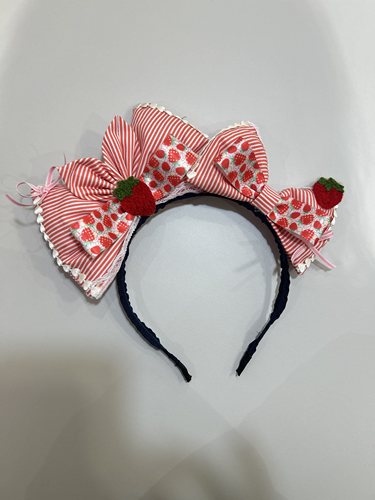 原创手作设计款Lolita蝴蝶结发饰发箍可爱草莓头饰