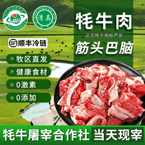 新鲜牦牛筋头巴脑4斤里脊背筋牛肉筋口感软糯新鲜食材烧炖生牛肉