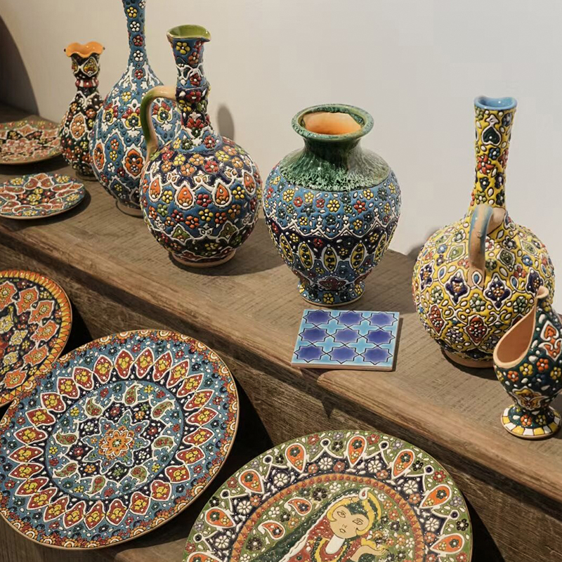 巴基斯坦手工彩绘陶瓷花瓶摆件客厅玄关酒柜创意复古家居装饰摆设,家居饰品,装饰摆件,淘宝优惠券,粉丝福利购,淘宝优惠卷