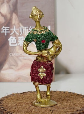 印度手工铜像摆件人物家居装饰