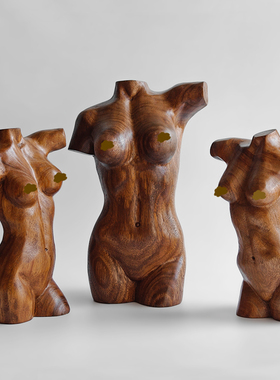 复古北欧风实木手工雕刻装饰摆件