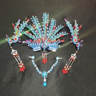 仿点翠戏曲头饰正凤套装俏花旦京剧越剧黄梅戏粤剧汉服古风发饰品