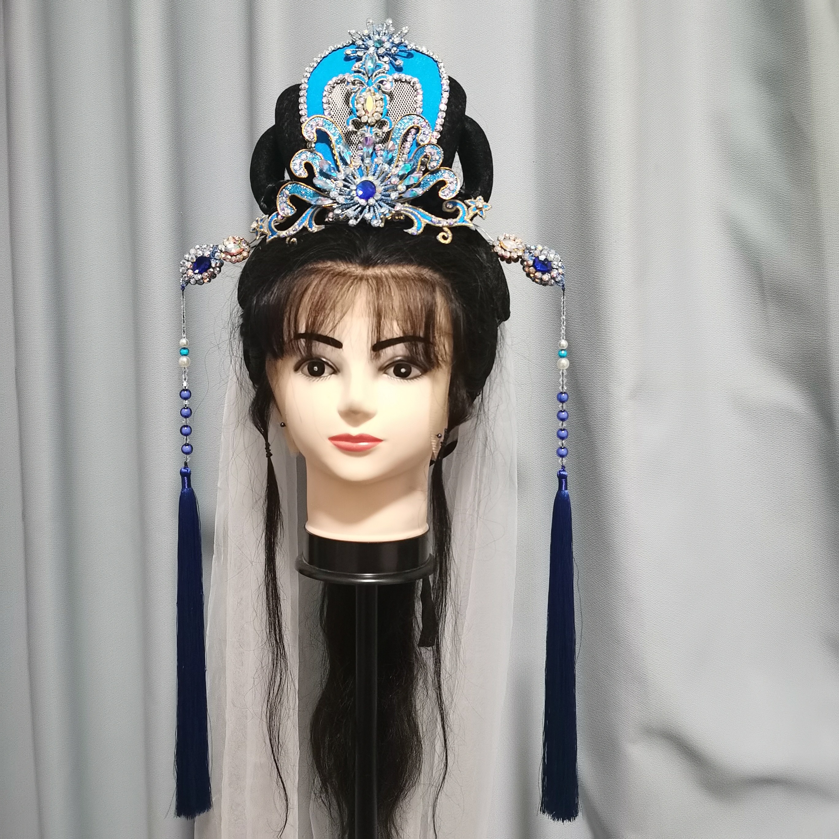 定制戏曲头饰玉蜻蜓王志贞尼姑道姑帽巾冠京剧越剧古装表演配饰品