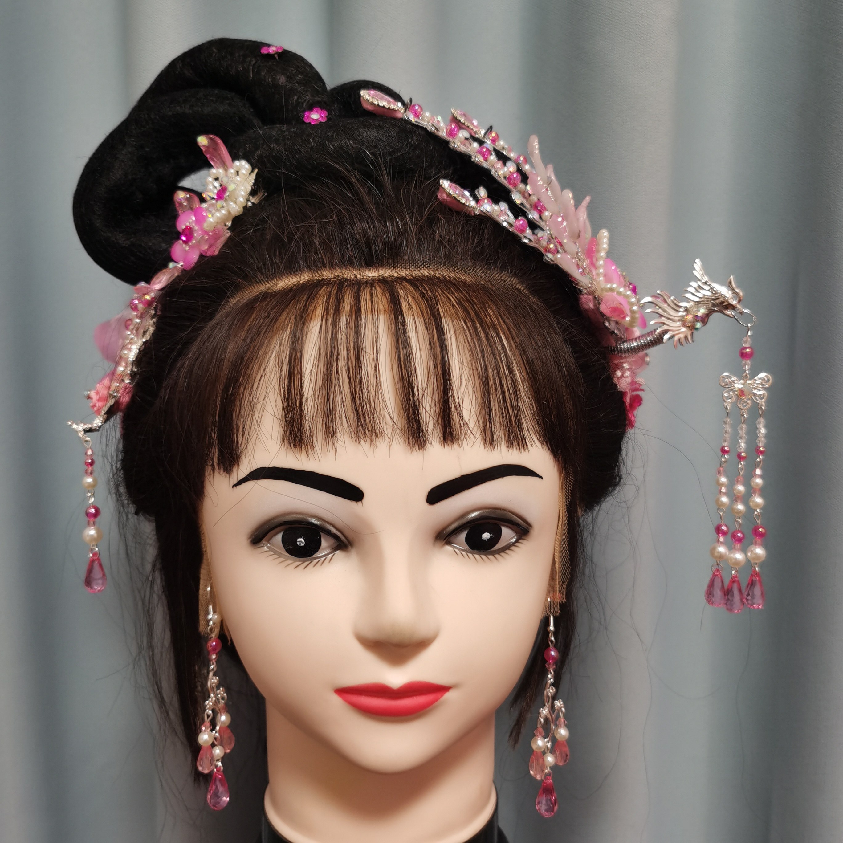 唱戏曲俊俏花旦头饰偏凤古风汉服装直播表演出越剧黄梅戏配饰用品