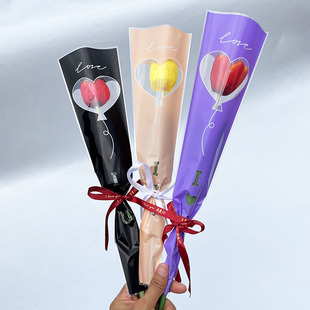 单支鲜花包装袋包花纸单枝玫瑰透明防水花束套袋单只一支花艺材料