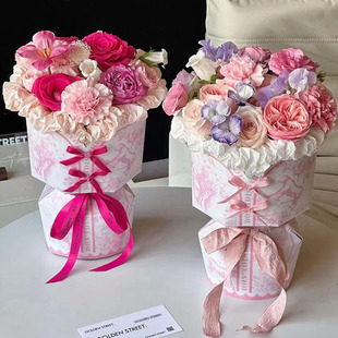 结婚季520情人节旗袍美人小香风花束定型片半成品外壳插花壳喜字
