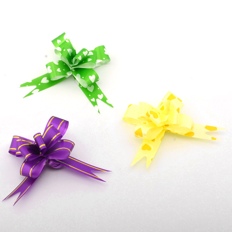 3cm手拉花蝴蝶结抽花彩带 圣诞节礼品喜糖盒平安果娃娃袋包装配饰