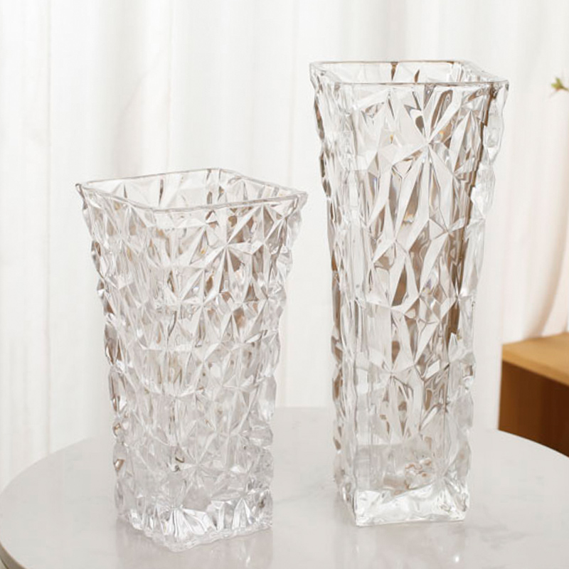 简约透明富贵竹花瓶方口工艺供佛