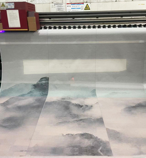 半透明透景纱丝绢绢屏风隔断uv装饰画芯打印定制高清微喷印刷工厂