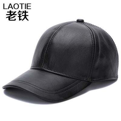 男秋冬季鸭舌帽棒球帽真皮帽子