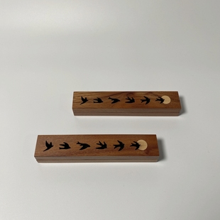 新款酸枝木熏香炉红木酸枝镂空线香盒卧香盒卧香炉防火棉短款飞燕