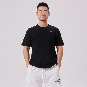 HANSBENNY2024夏季新款休闲运动男士全棉修身T恤新警察短袖