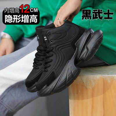 欧洲春秋季增高鞋男10cm厚底高跟老爹鞋男鞋12厘米小白鞋运动高帮