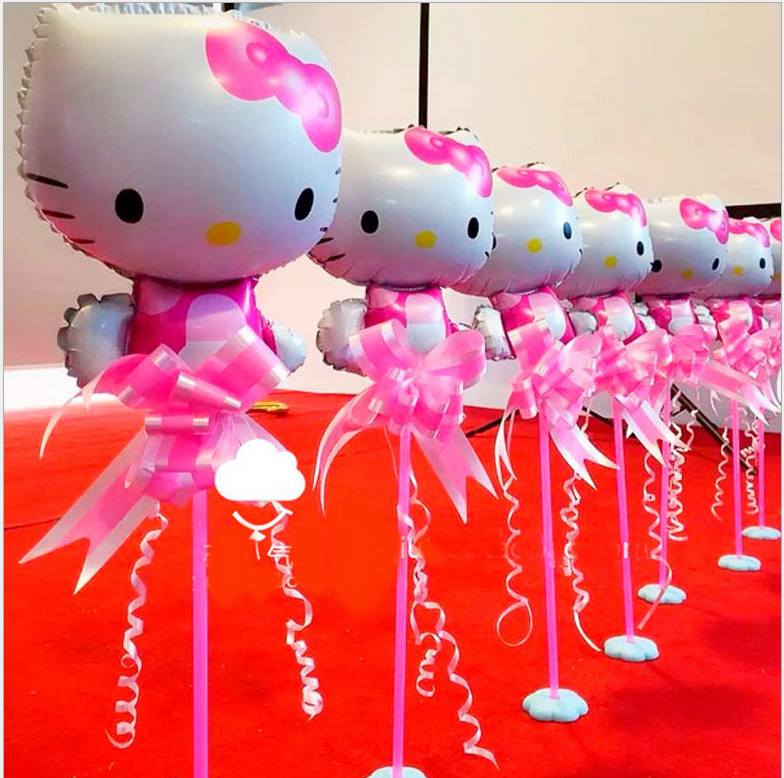 迷你粉色kt猫卡通气球造型套装 商业柜台桌摆套餐总高度60厘米