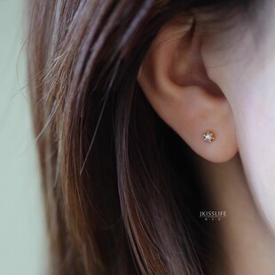 9K黄金 baby珠 mini淡水珍珠 精致温柔 螺丝K金耳钉 睡觉免摘