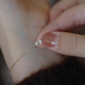 纤细简约 14K黄金 日系 细闪蝴蝶结镶嵌极细手链 礼物 敲甜美