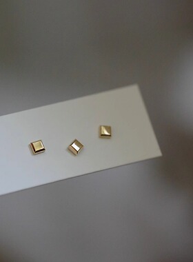 9K金 时髦小金块 极简迷你素金闪闪K金耳钉耳饰 精致百搭通勤