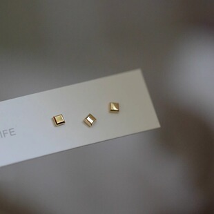 9K金 时髦小金块 极简迷你素金闪闪K金耳钉耳饰 精致百搭通勤
