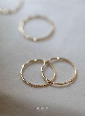 14K黄金 闪光切花 极简素金 设计感叠戴K金戒指 尾戒 百搭通勤