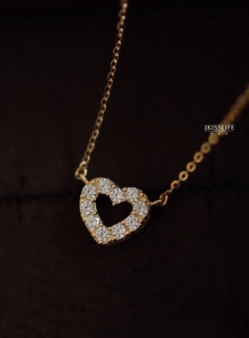 14K黄金日系爱心K金锁骨链项链