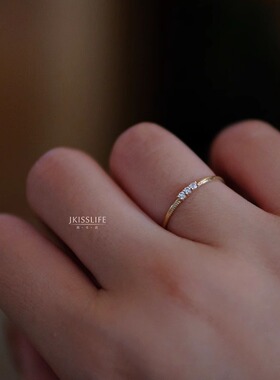 14K黄金 极简三粒钻K金戒指 精致简约设计感 百搭气质叠戴尾戒