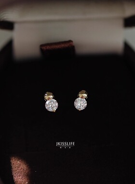 9K黄金 迷你可爱小金豆 微镶锆石 精致简约K金耳钉耳饰 日系甜美
