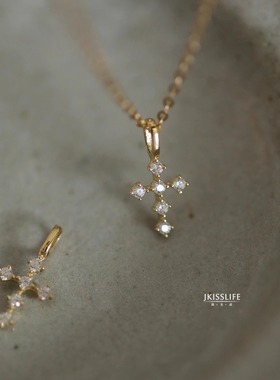 9K黄金日系十字架日常通勤吊坠