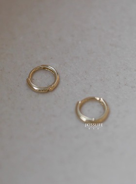 9K黄金 素金小金扣 迷你6.5mmK金耳环 极简精致叠戴日常通勤耳扣