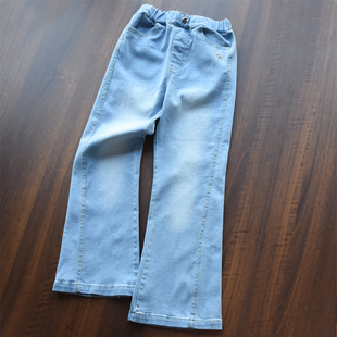 休闲裤 25年秋款 牛仔裤 磨白百搭微喇弹力修身 2030 女中大童学生款