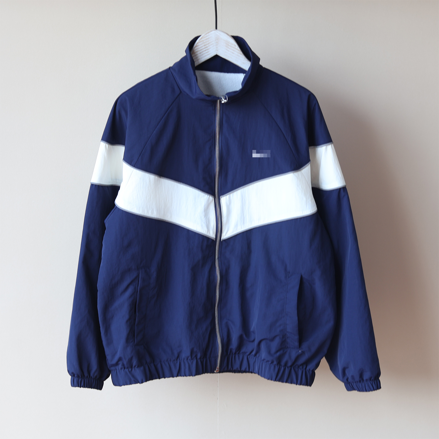 秋冬款~男女中大童学生藏青色拼接款立领加绒拉链衫外套宽松休闲