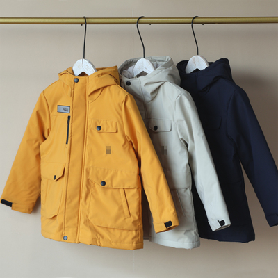 冬装新~男女童户外防风防水夹棉厚款御寒工装棉衣冲锋衣连帽外套