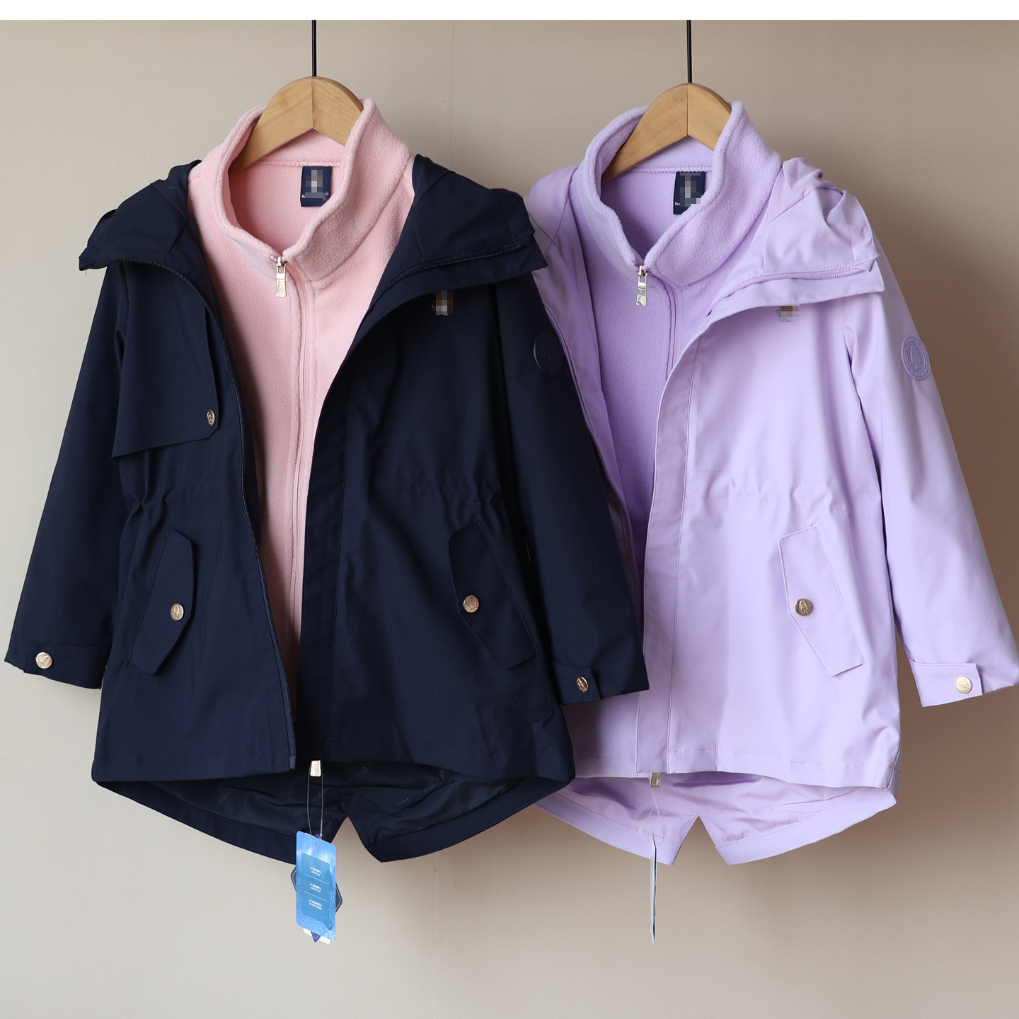 25秋冬新款女童收腰三合一内胆防风防水保暖连帽户外冲锋衣两色