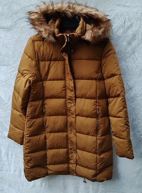 番米粒2件包邮42码出欧美女士中长款连帽棉服三标齐全有吊牌