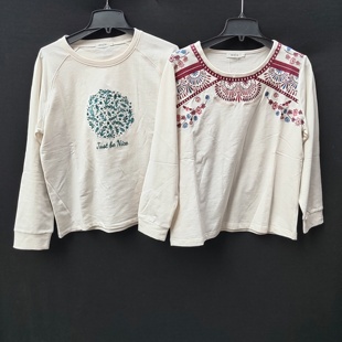 番米粒2件包邮L码外贸出口样衣女士套头圆领卫衣毛圈棉精刺绣