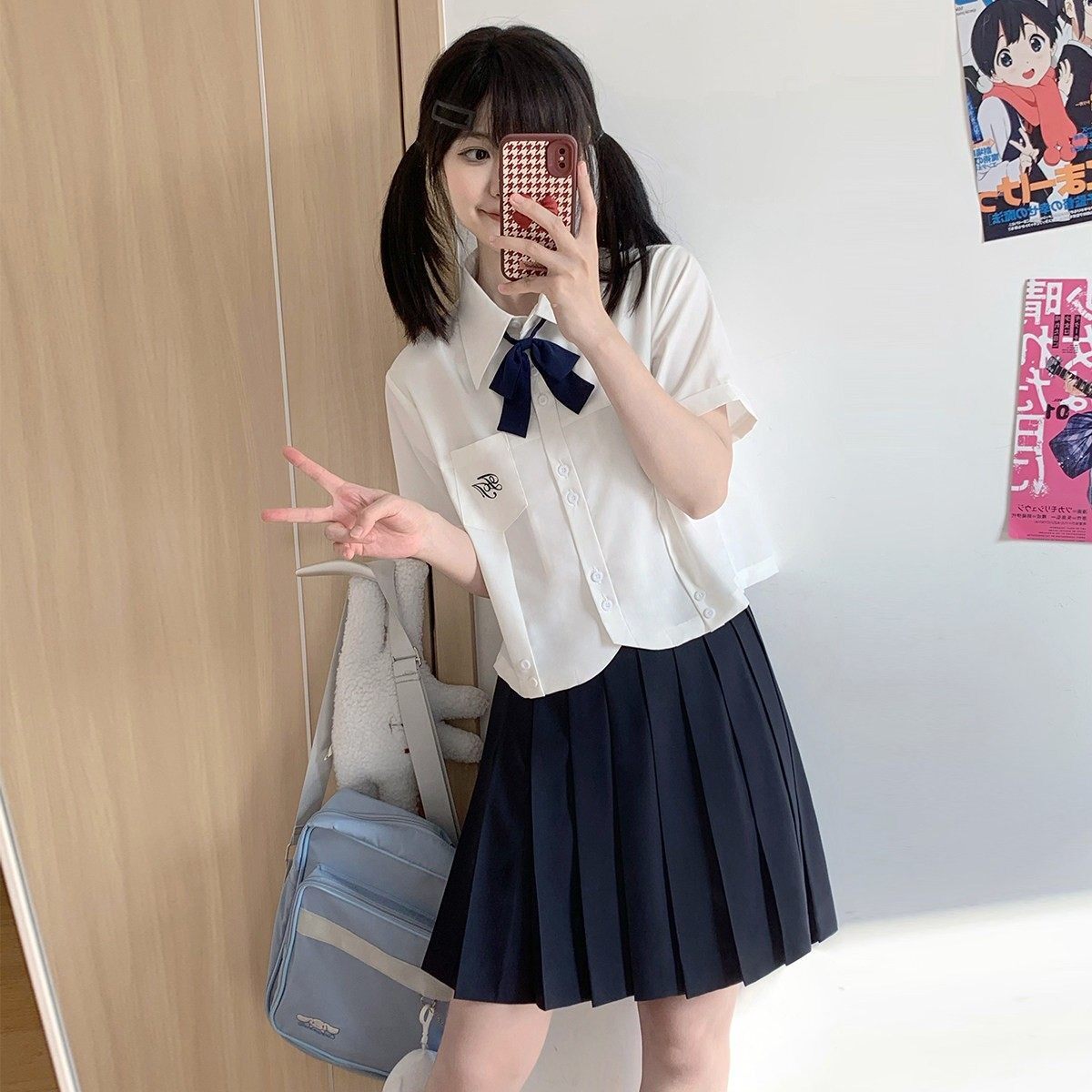 樱花家族JK制服衬衫【井梨高】白色·奶金黄 校供感短袖款衬衫女